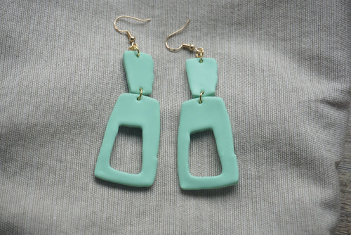 Dusty teal abstract earrings.