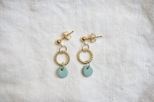 Teal and gold studs
