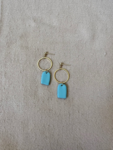 Maya blue semi-oval earrings