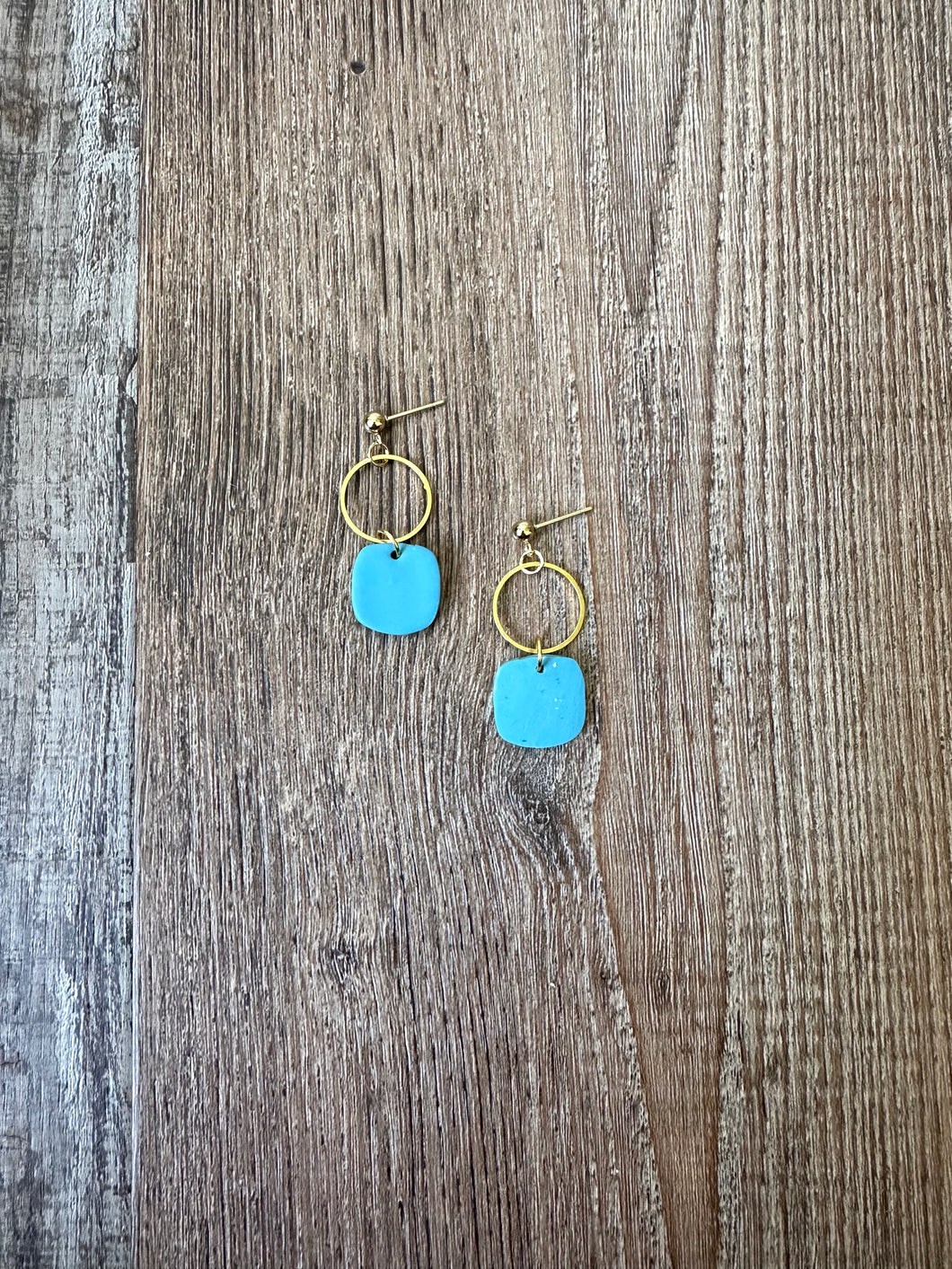 Small maya blue square earrings