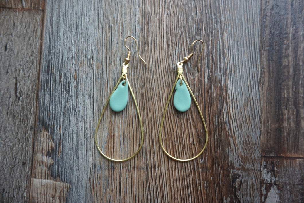Teal green droplet earrings