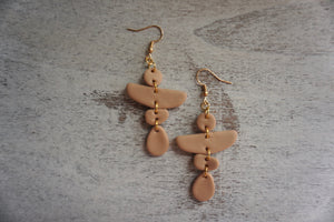 Russet brown geometric stacked earrings