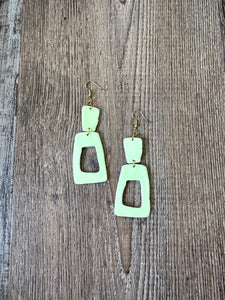 Lime green abstract earrings