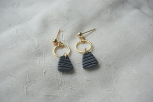 Slate blue wood patterned earrings