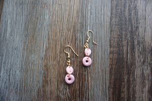 Bubblegum pink-double tiered circle earrings