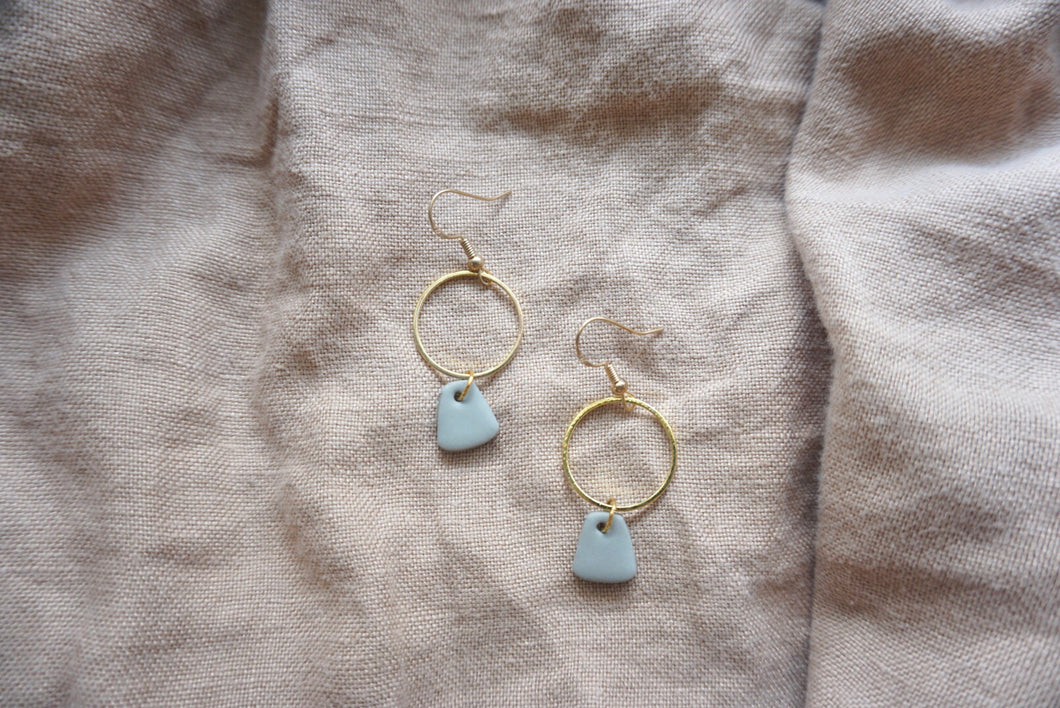 Blue grey bell earrings