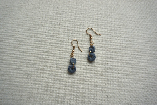 Slate blue double-tiered circle earrings