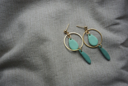 Teal and sea foam teardrops