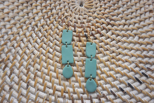 Teal geometric earrings