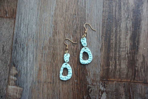 Sky blue geometric giraffe print earrings