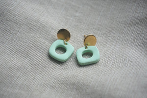 Sea-foam cutout square earrings