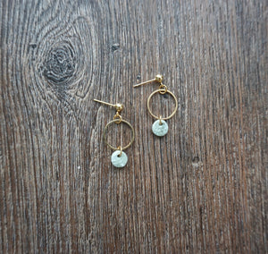 Pistachio green circle earrings