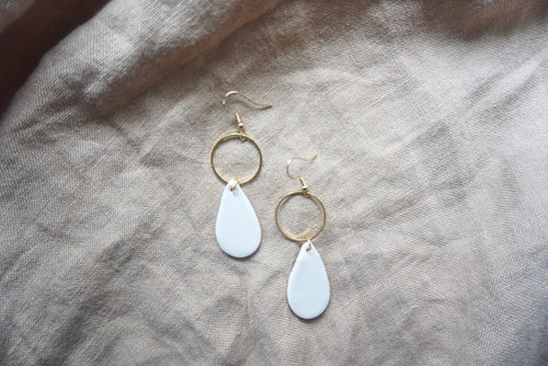 Large off-white teardrop earrings