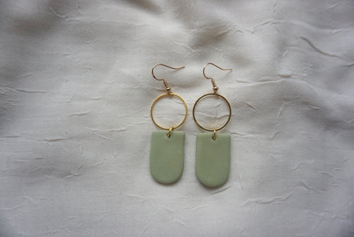 Mint green semi-oval earrings