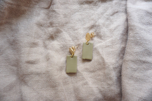 Olive green rectangle earrings