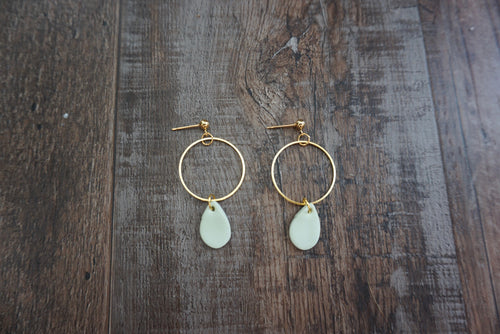 Pistachio green teardrop earrings
