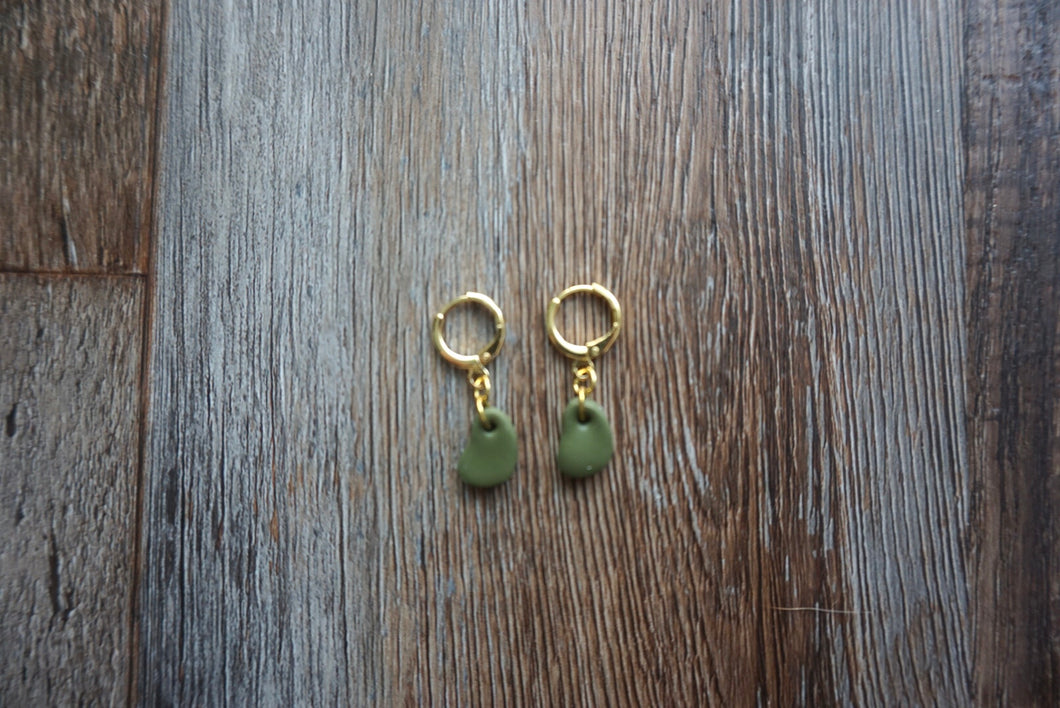 Forest green oval earrings