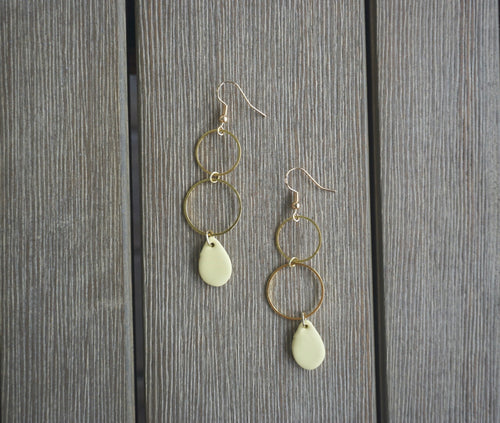 Pale yellow stacked teardrop earrings