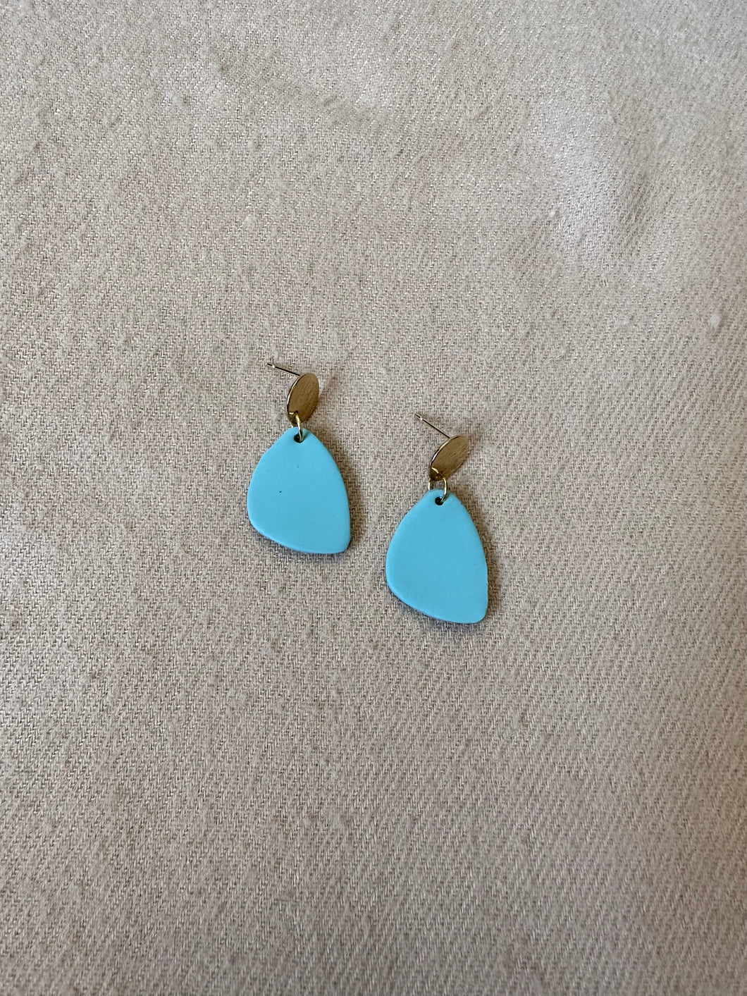 Maya blue lopsided egg earrings