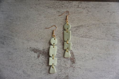 Pistachio green geometric dangles