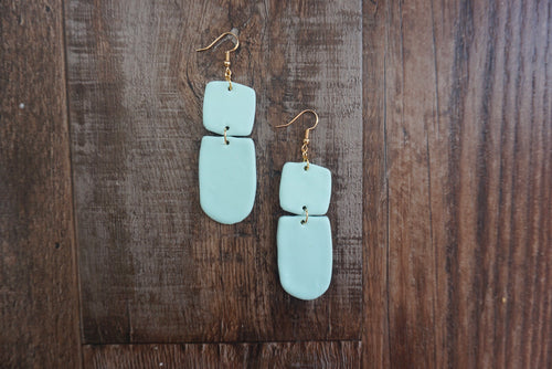 Sky blue large geometric earrings