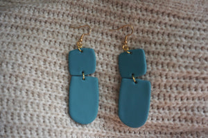 Slate blue rectangular earrings