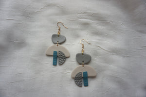 Shades of grey abstract earrings