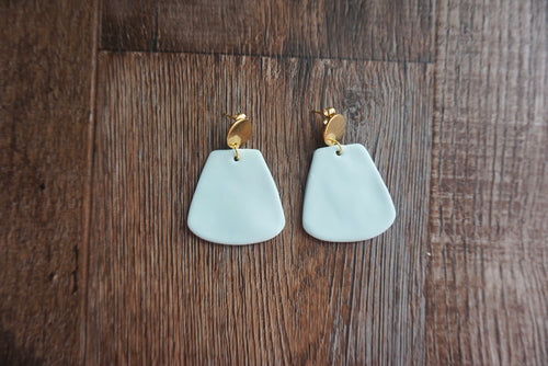 Pale blue large bell earrings