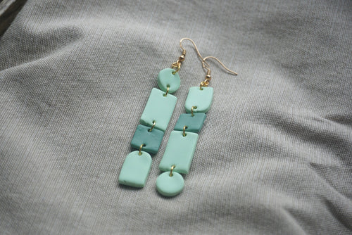 Teal and sea foam geometric earrings