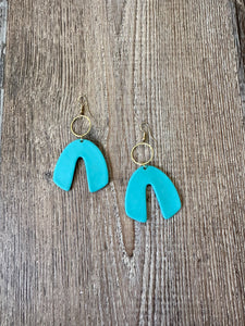 Maya blue horseshoe earrings