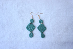 Deep blue green geometric earrings