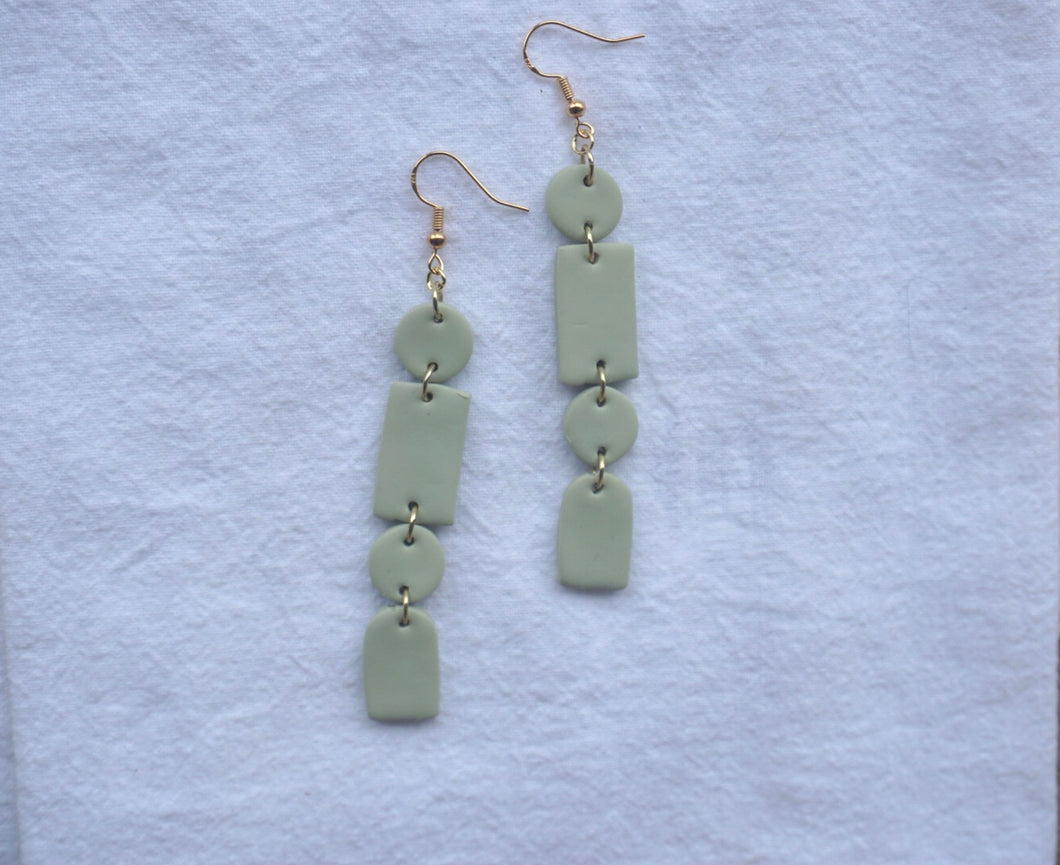 Soft green geometric earrings