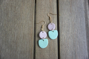 Pale pink and sky blue geometric earrings