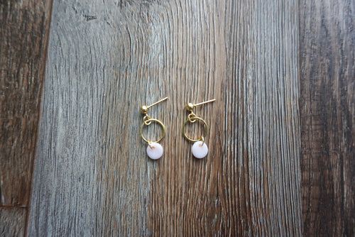 Baby pink circle earrings