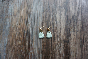 Pistachio green patterned bell earrings