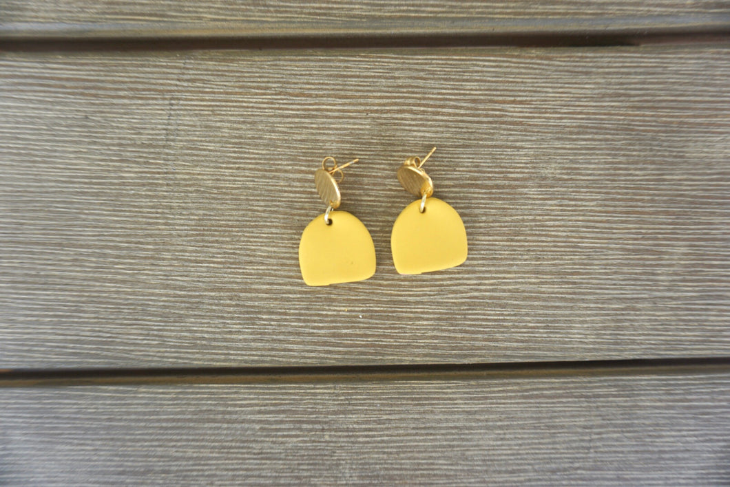 Yellow semi-circle earrings