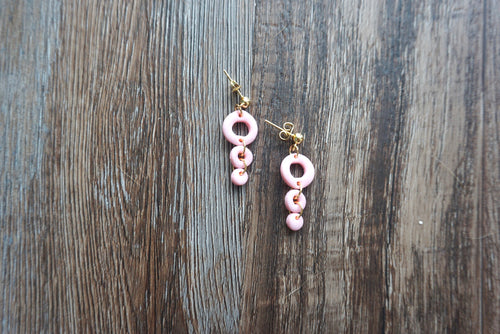 Bubblegum pink triple-tiered circle earrings