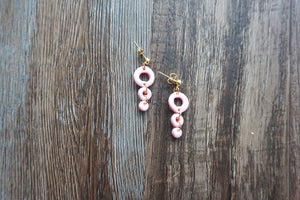 Bubblegum pink triple-tiered circle earrings