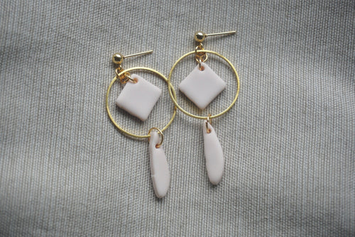 Pale pink abstract earrings