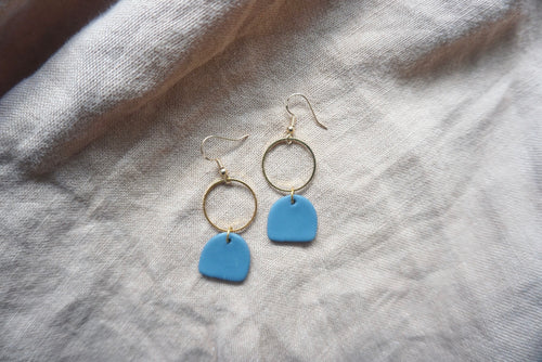 Azure blue semi-circle earrings