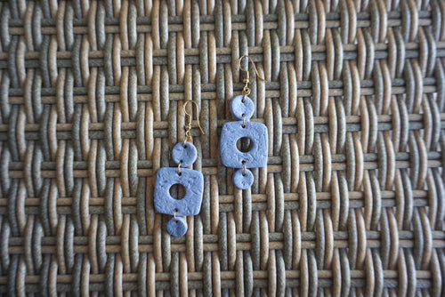 Purple textured geometric earrings