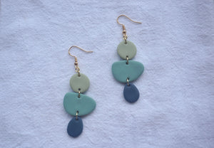 Gradient green to blue geometric earrings