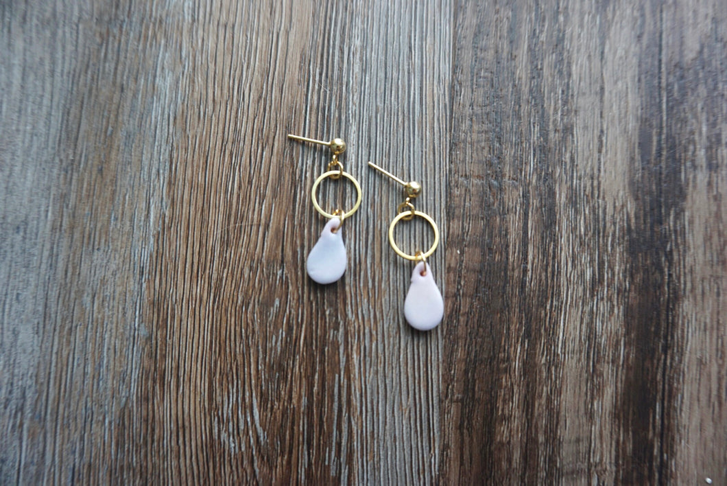 Baby pink droplet earrings