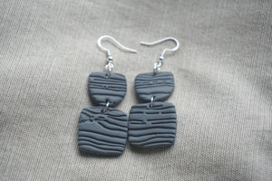 Slate blue wood textured earrings