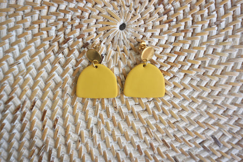 Yellow half circle earrings