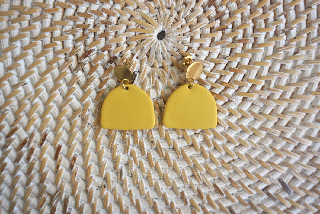 Yellow half circle earrings