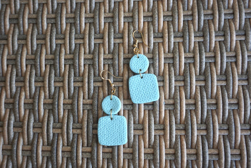 Sky blue geometric patterned earrings